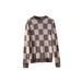 Men's Plaid Knit Sweater – Oversized Crewneck Pullover With Stretch Fabric (Black/Brown, S-XXL)_voghion.com