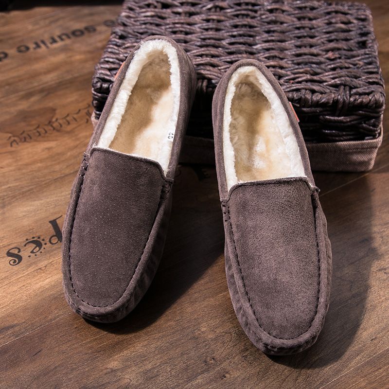 501-3 Wanter Männer Bean Cotton Driving Low-Top Mid-Mouth Flip-On waarm flaach Casual Liederschuhe mat Veet_voghion.com