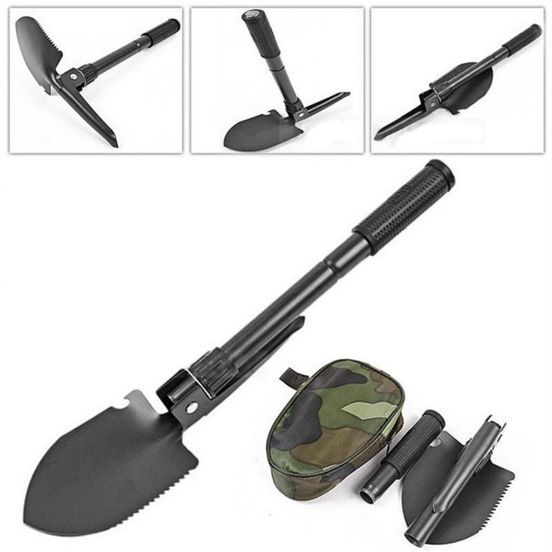 Pala portatile pieghevole con bussola multiuso per campeggio, escursionismo, giardinaggio, accessori per escursionismo, attrezzi da esterno_voghion.com