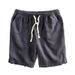 Men's Clothing Shorts Solid Color Simple Elastic Drawstring Linen Cotton Beach Leisure Loose Five Point_voghion.com