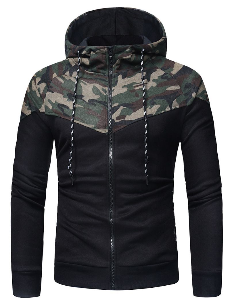 2024 new men's classic camouflage color blocking casual slim fit zippered hoodie_voghion.com