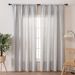 Modern Semi-Sheer Embroidered Curtains For Living Room & Bedroom, Poly-Cotton Blend Light Filtering Drapes In Serene Gray & Sunset Orange, 3 Sizes_voghion.com