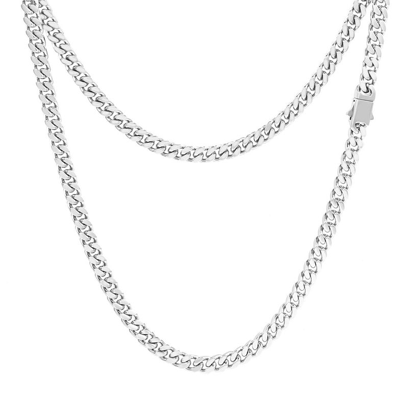 Stainless Steel Miami Cuban Chain Necklace Men Hip Hop Jewelry_voghion.com