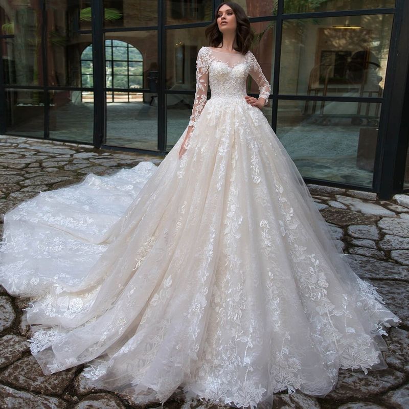 Rochie de mireasă elegantă de lungime medie din bumbac, cu guler scurt și talie medie, albă, cu o singură linie, pentru femei_voghion.com