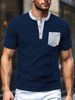 Unbeatable Quality Men's Clothing Inventory Summer New Product Machine Washable Patch Bag, Open Placket, Color Blocked Polyester Waffle_voghion.com