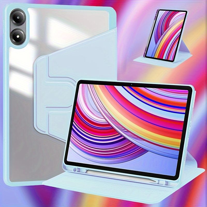 Xiaomi Redmi Pad Pro 12.1" (2024) pöörlev ümbris - 360° alus, läbipaistev tagakülg, automaatne ärkamine/unerežiim, kriimustuskindel ja libisemiskindel_voghion.com