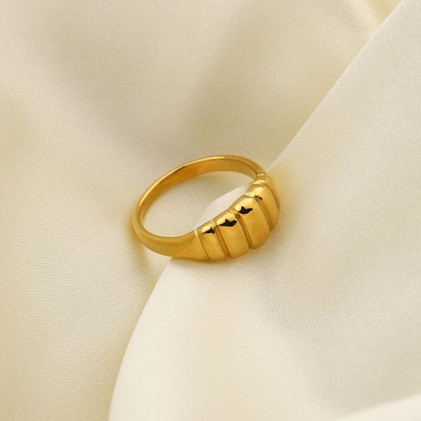 INS Style Layered Pattern Smooth Round Horn Bag Electroplated Gold Stainless Steel Ring_voghion.com