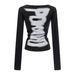 Retro Off-Shoulder Long-Sleeve Tee – Versatile & Chic Cover-Up (S/M/L, Black & White)_voghion.com