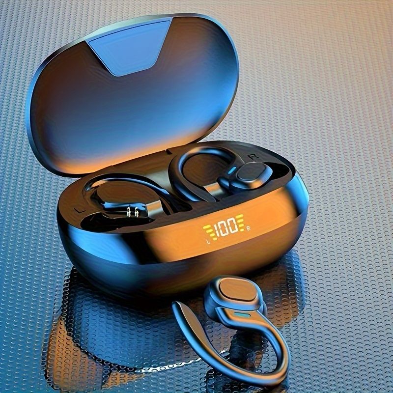 Wireless Earbuds Pro — patiesa stereo skaņa, pret sviedriem izturīgs sporta auss āķis, iebūvēts mikrofons, LED displeja uzlādes futrālis ar ilgu akumulatora darbības laiku _voghion.com