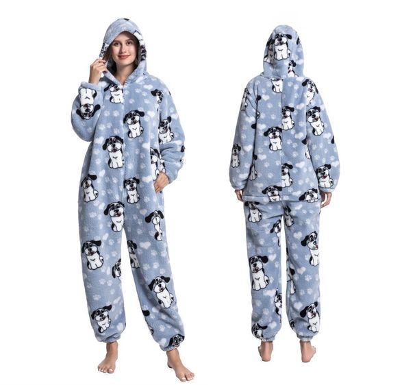 Nieuwe flanellen cartoon pyjama in één stuk met avocado, verdikt zacht katoen, homewear voor koppels_voghion.com