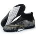 High-top Soccer For Boys Girls With Rubber Studs, Black And White Training Shoes_voghion.com