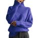 Lockerer Strickpullover mit hohem Halsausschnitt für Damen – Weicher Acrylpullover, warmes, lässiges Winteroberteil, vielseitige, einfarbige Mode für den Alltag_voghion.com