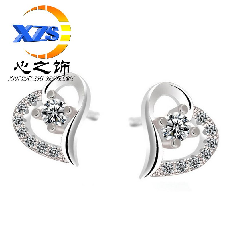 Orecchini a forma di cuore per donna, eleganti e versatili, accessori per le orecchie tempestati di diamanti, stile coreano_voghion.com