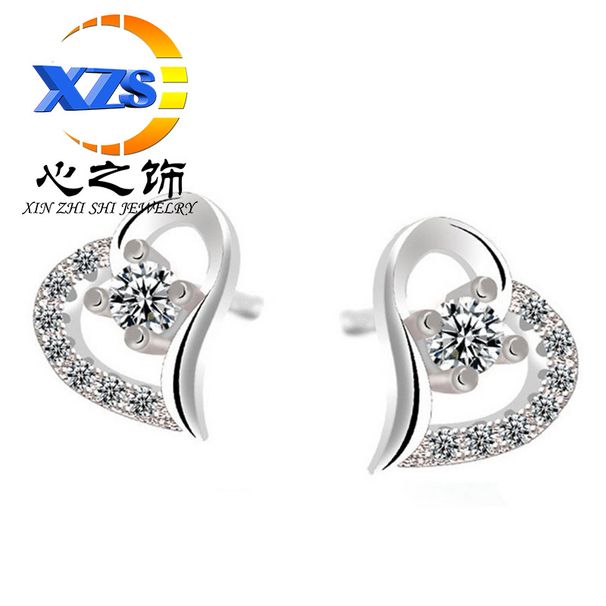 Orecchini a forma di cuore per donna, eleganti e versatili, accessori per le orecchie tempestati di diamanti, stile coreano_voghion.com