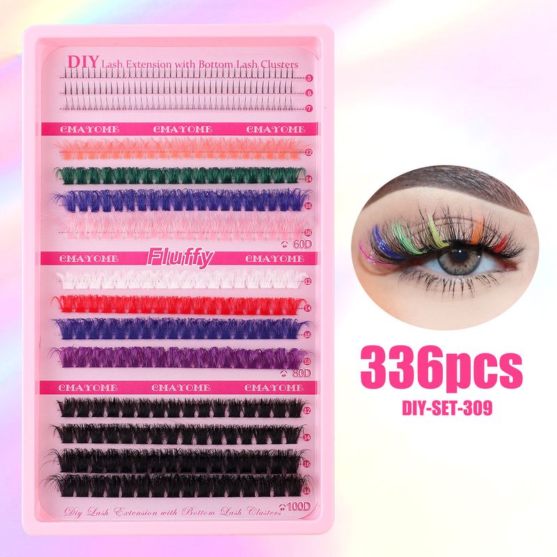 Set di extension per ciglia finte colorate, ciglia singole e soffici a grappolo per fai da te, ciglia segmentate in stile Halloween_voghion.com