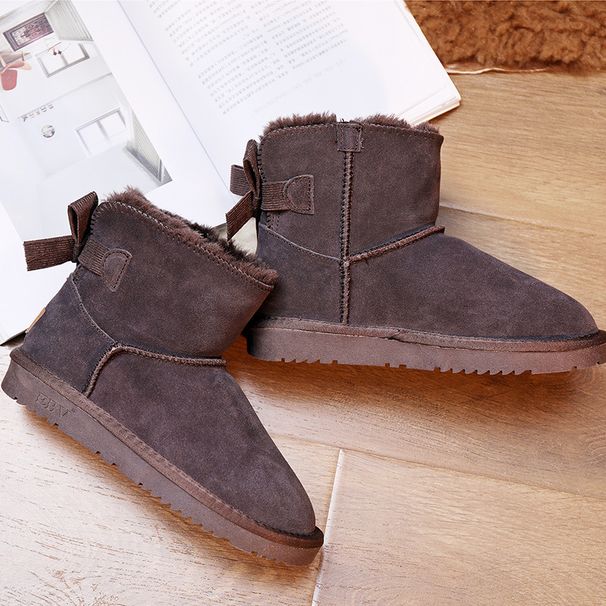 Damen-Schneestiefel aus echtem Leder mit Kunstfellfutter, rutschfeste Winterschuhe für Outdoor und Freizeit_voghion.com