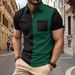 Men's Polo Shirt Chest Pocket Color Matching Zipper Casual Fashion Short Sleeved T Shirt Men_voghion.com