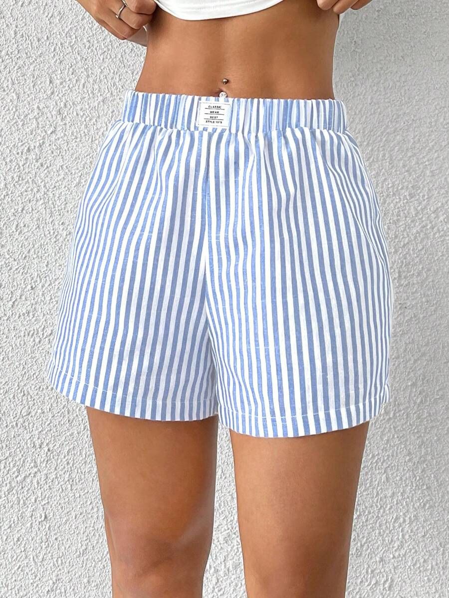 New Women's Spring And Summer Casual High Waist Striped Loose Lazy Style Shorts Fashionable Outer Wear Pants_voghion.com