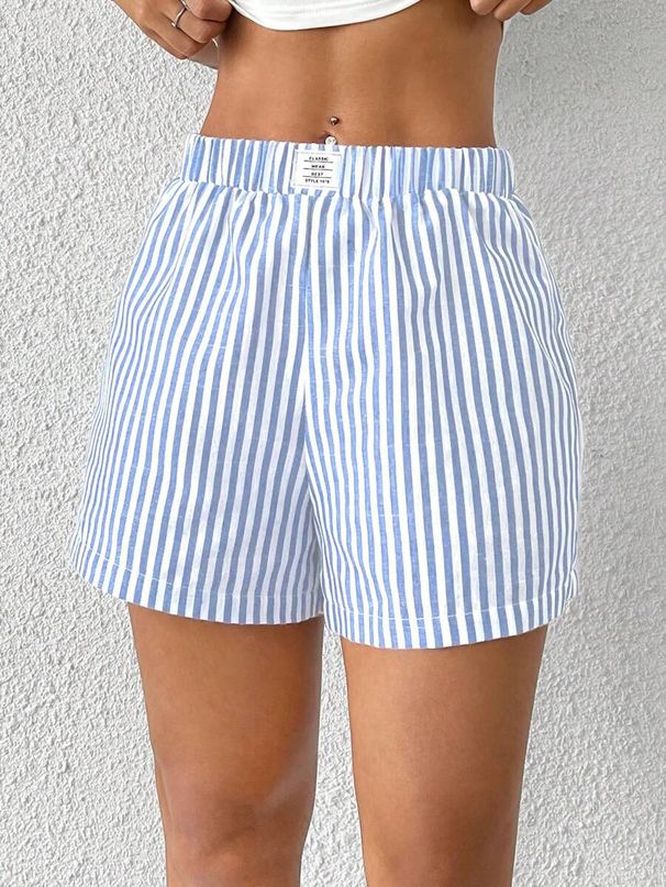 New Women's Spring And Summer Casual High Waist Striped Loose Lazy Style Shorts Fashionable Outer Wear Pants_voghion.com