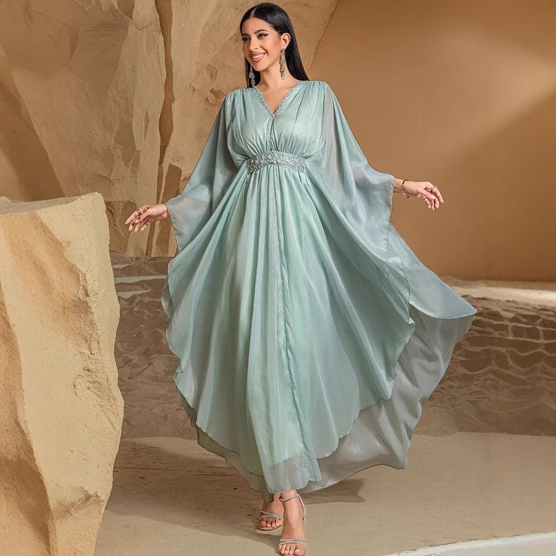 Women's Clothing New Sakura Pink Hand Sewn Three Dimensional Flower Robe Fashion Temperament Travel Photography Dress_voghion.com