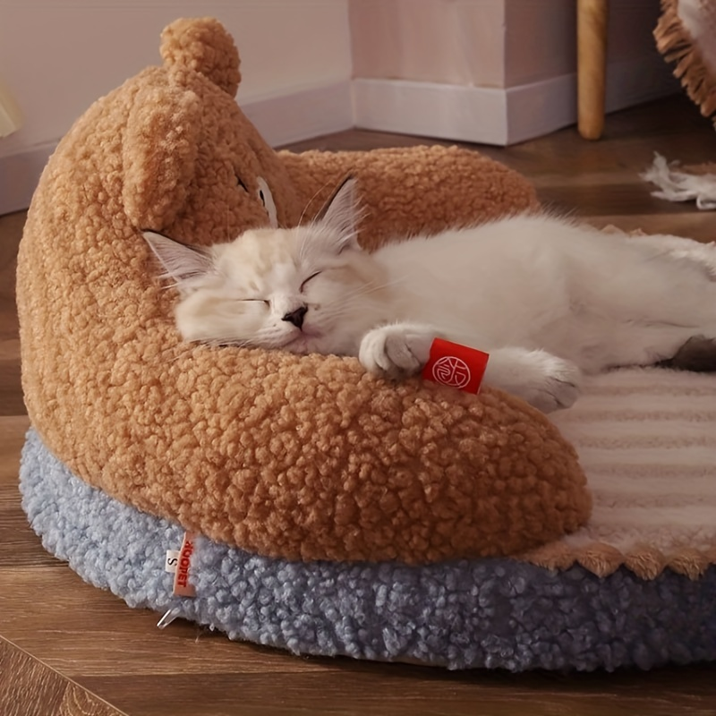 Lit rond doux et durable pour chat, pour petits chiens et chats, matelas amovible pour animal de compagnie, pour une utilisation intérieure et extérieure_voghion.com