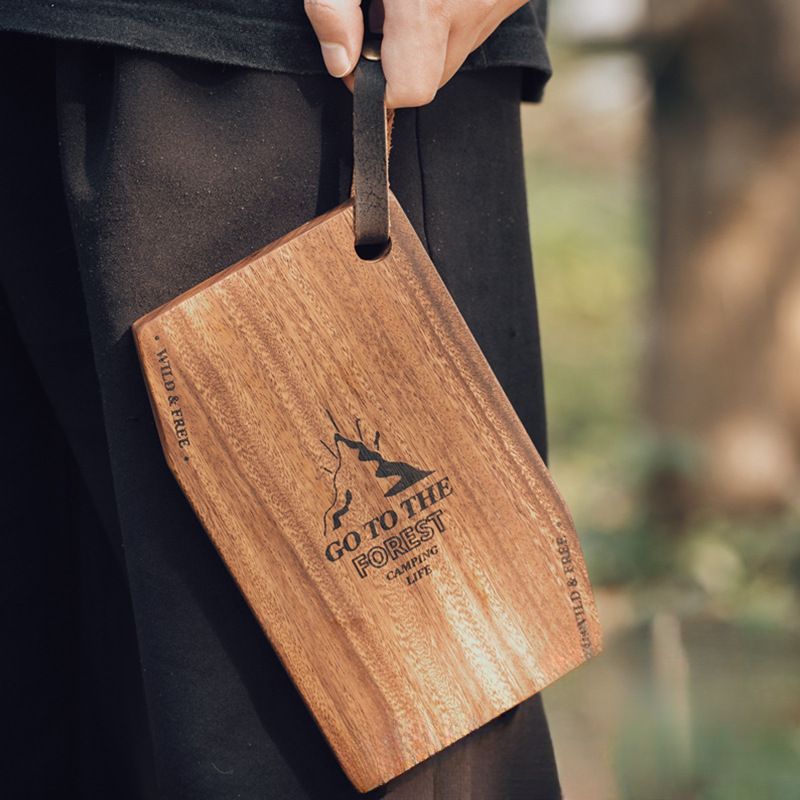 Solid Wood Outdoor Portable Camping Lunch Box Wooden Lightweight Double-Sided Bread Small Chopping Cutting Board_voghion.com