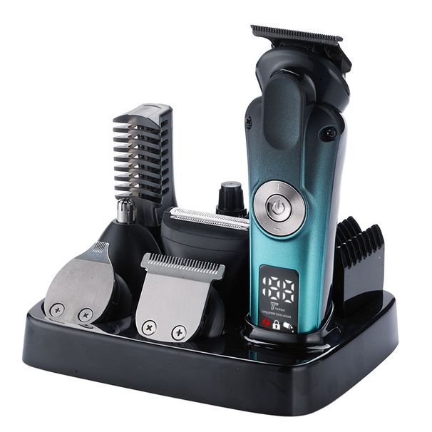 6-in-1 Electric Hair Clipper Kit - Rechargeable Trimmer With LCD Display, Waterproof Design For Beard, Nose Hair & Body Grooming_voghion.com