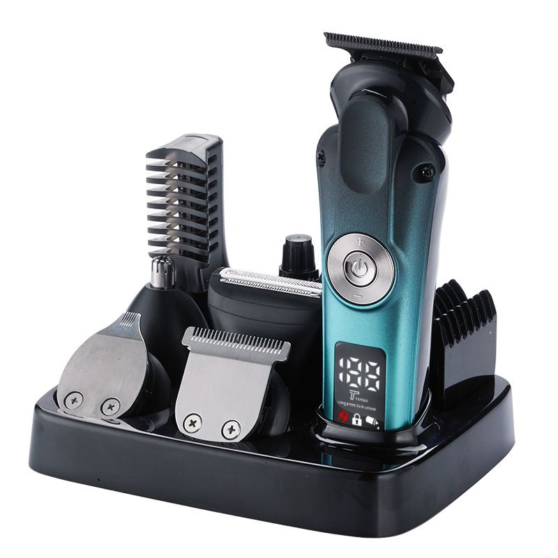 Kit tagliacapelli elettrico 6 in 1 - Rifinitore ricaricabile con display LCD, design impermeabile per barba, peli del naso e cura del corpo_voghion.com