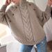 Elegant Knit Pullover – Minimalist Turtleneck Sweater (Khaki/Silver-Gray, S/M/L)_voghion.com