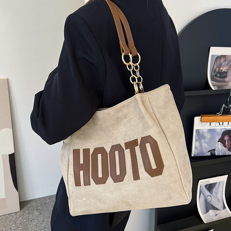 Schultertasche aus Canvas für Studenten im Klassenzimmer, für Frauen, Pendlerhandtasche mit großer Kapazität und hochwertiger Textur_voghion.com
