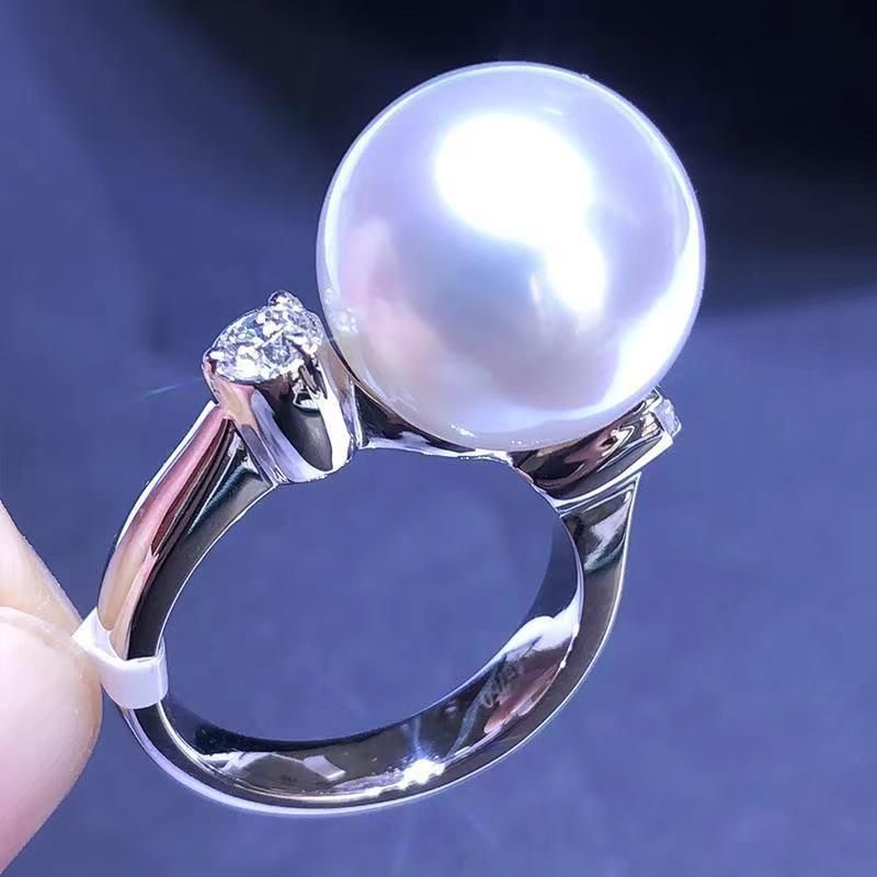 Anello da donna in stile semplice e classico con perle bianche Nanyang australiane per la mamma_voghion.com