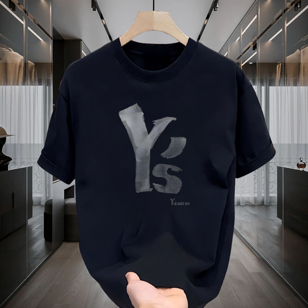 Ανδρικά ρούχα Βαρύ βαμβακερό κοντομάνικο μπλουζάκι Ανδρικό καλοκαιρινό Νέο μοντέρνο εμπριμέ με στρογγυλή λαιμόκοψη Micro Loose all-match Casual μισομάνικο μπλουζάκι_voghion.com