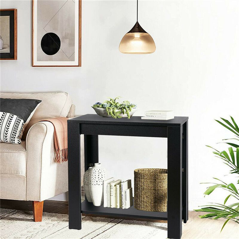 Wood Coffee End Table Sofa Corner Bedside Table W/ Storage Shelf For Small Space_voghion.com