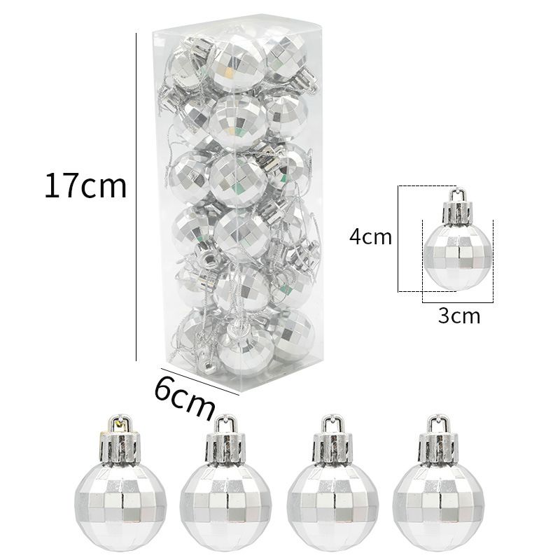 Christmas plaid ball diamond shape ball 3cm24PCS Christmas tree decoration props Christmas gift_voghion.com