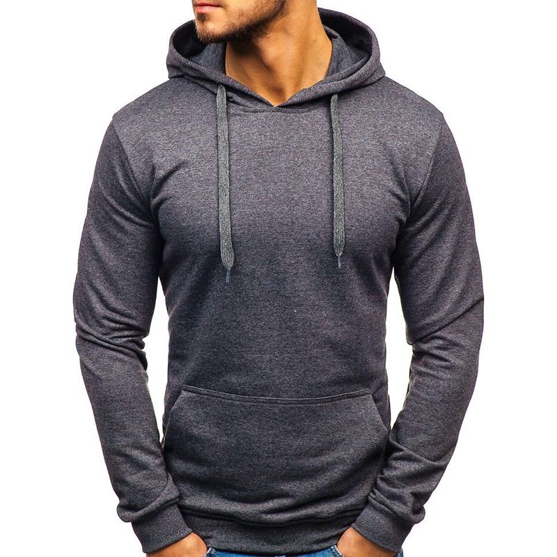 Lockerer Herrenpullover Einfarbiger Kapuzenpullover für Jugendliche_voghion.com
