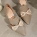 Women's Gold Sandals Fashion Sandals Khaki Shiny Sandals Pointed Sandals Fashion Simple Casual Shoes High Heels_voghion.com