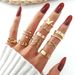 Vintage Ethno Boho Damen Stapelring Set Modisch Vielseitig Schmetterling Liebesring Set Personalisierter Geometrisch Stapelring Mehrteiliges Set_voghion.com