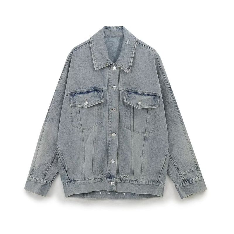 Women's clothing 2024 autumn and winter new fashion casual loose denim jacket_voghion.com