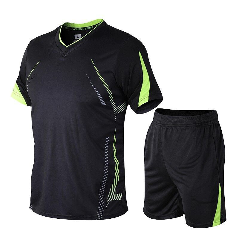 ​​Men's Ice Silk Running Sports Suit - Quick Dry Gym T-Shirt & Shorts Set - Summer Workout Clothes For Jogging, Fitness - Breathable & Lightweight_voghion.com