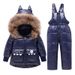 2025 Children's Down Jacket Infant Toddler 1-5 Years Old Boys And Girls New Winter Two-Piece Set Top + Overalls_voghion.com