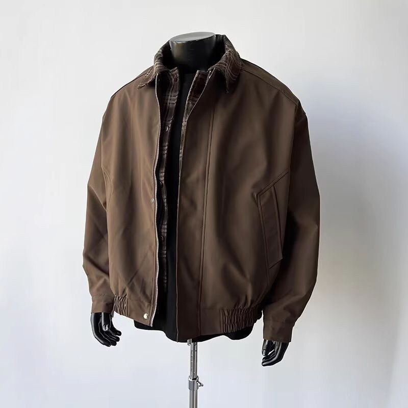 Giacca corta da uomo 2025 Nuova giacca retrò con colletto a camicia_voghion.com