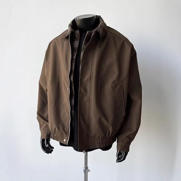 Giacca corta da uomo 2025 Nuova giacca retrò con colletto a camicia_voghion.com