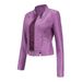 Women's Clothing New Leather Jacket Short Small Coat Spring and Autumn Stand-up Collar Jacket_voghion.com