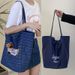 Borsa a tracolla posteriore double-face in denim a righe 2025, grande capacità, casual, da donna, nuova borsa da scuola portatile coreana_voghion.com