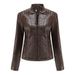 Dames leren jas Dames jas Dunne kleine jas Dames bikerkleding_voghion.com