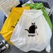 Autumn Winter New Candy Color Couple Matching Personalized Print WHAT? Black Cat Graphic Hoodie Sweatshirt_voghion.com