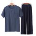 Herrenbekleidung Baumwolle Seide Pyjamas Dünne Kurzarm Anzug Künstliche Home Kleidung Hose Zweiteiliger Anzug_voghion.com