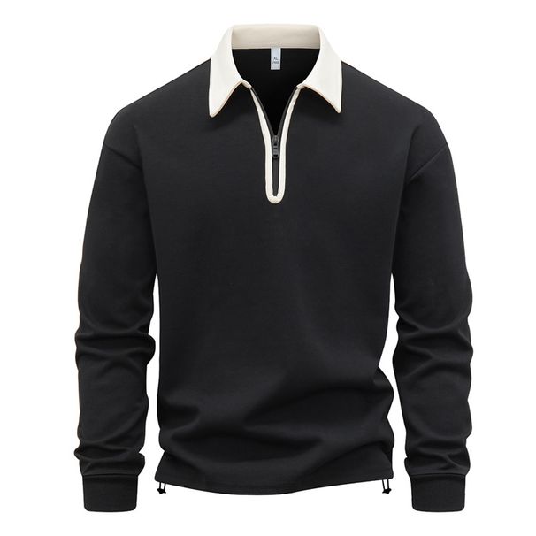 Men's Zip-Up Hoodie Slim Fit Long Sleeve Casual Pullover Sweatshirt With Stand Collar For Autumn & Spring_voghion.com