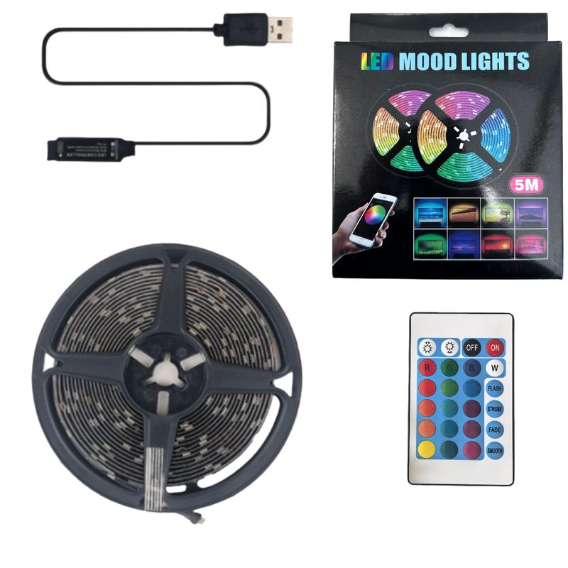 5V USB Bluetooth RGB LED Strip Lights – 5050 SMD Smart Color Changing Light Bar For TV Backlight, Gaming Desk, Room Ambience_voghion.com