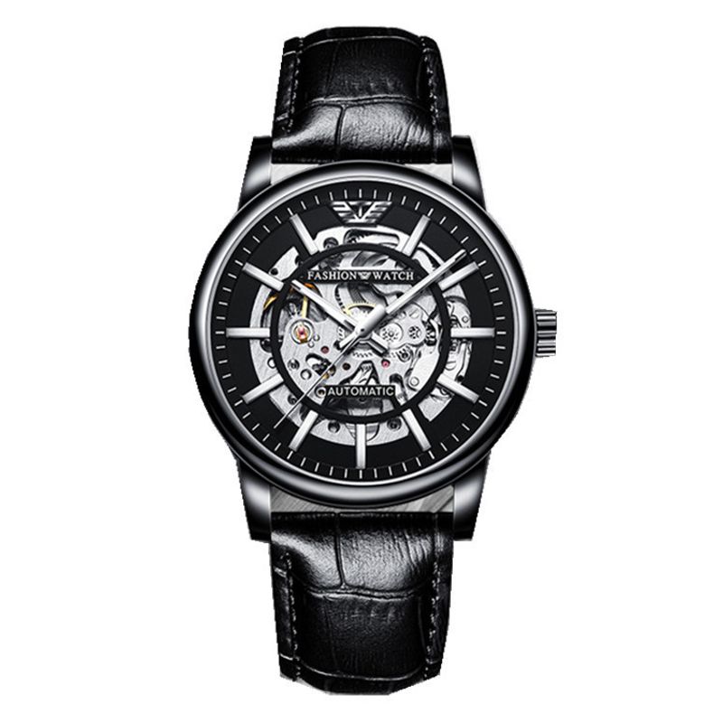 2024  Men's Business and Leisure Fully Automatic Hollowed Out Wristwatch, Luminous Waterproof and Fashionable Men's Mechanical Watch_voghion.com